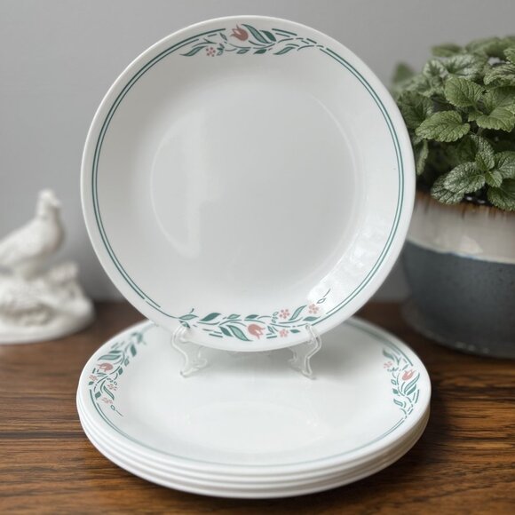 Corelle Vitrelle Rosemarie 6 Dinner Plates 10.25" Pink Flowers - Picture 1 of 10